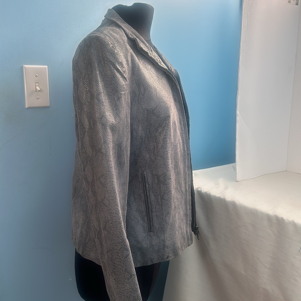 Brandon Thomas Python Print Gray Leather Jacket - image 4